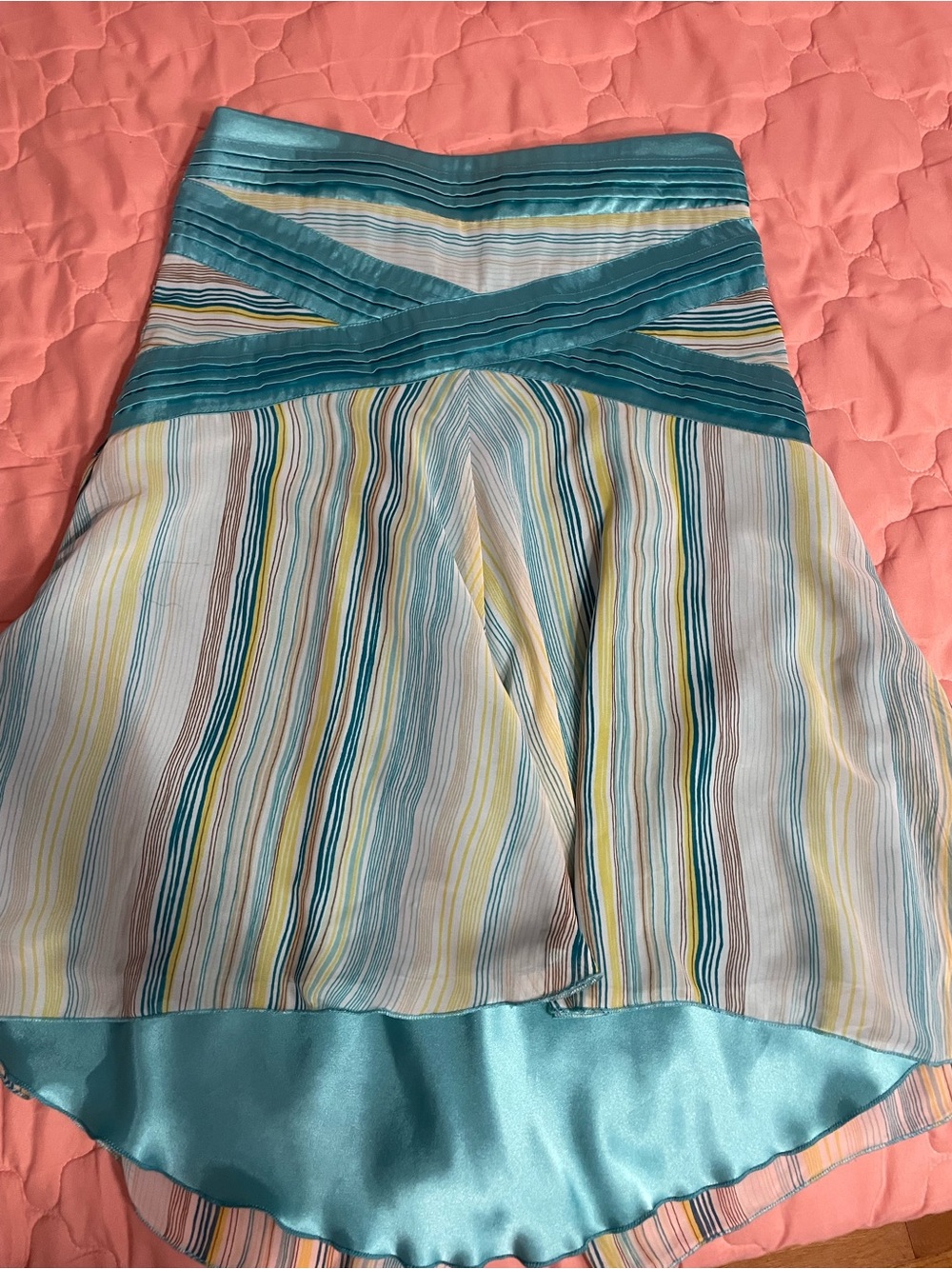 Striped Teal High-Low Skirt